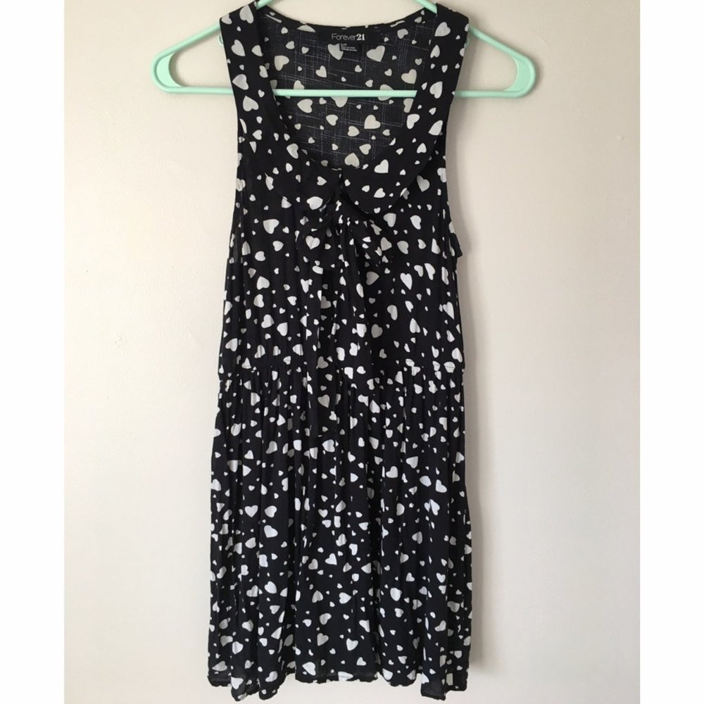 Forever 21 Black Sleeveless Peter Pan Collar Dress